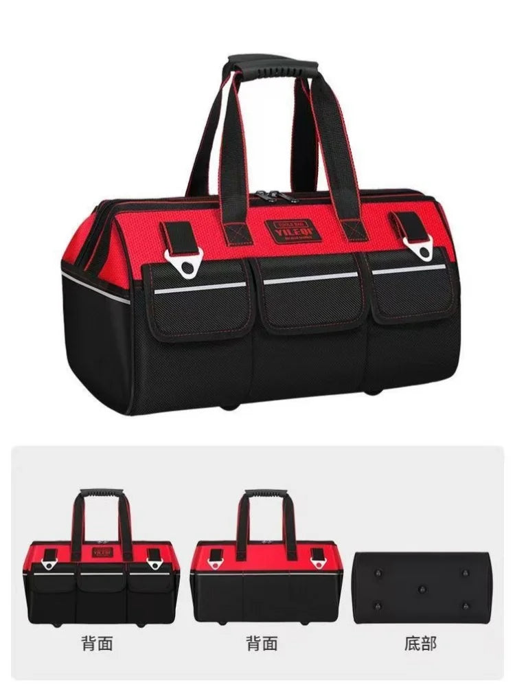 1pc Red 19-Inch 21-Inch 23-Inch Electrician Tool Bag, Large Pocket Canvas Handheld Oxford Cloth Repair Tool Box Extra Thick Large Capacity Tool Bag, Suitable for Electricians, Home Improvement, Fishing, And Various Repair Wor