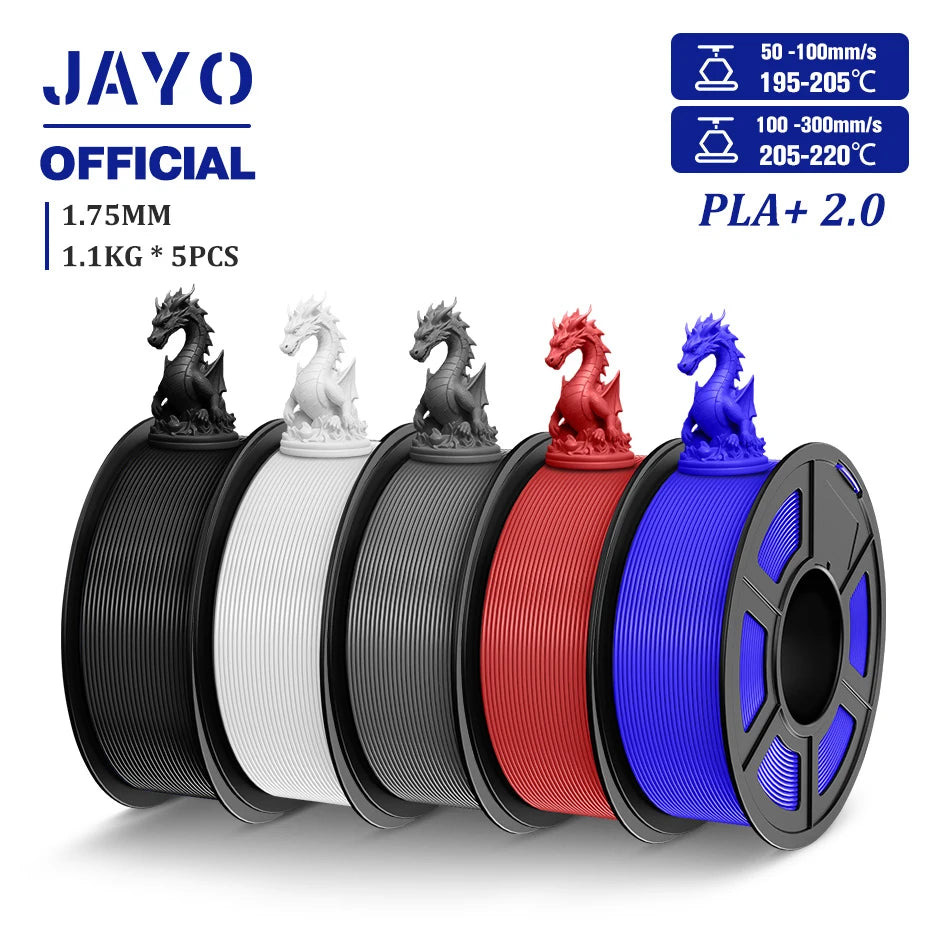 JAYO 5 Rolls 3D Filament PLA/PLA META/PETG/SILK PLA+/Wood/PLA Marblel/ APLA 1.75mm1.1KG 3D Printer Filament for FDM Muticolor