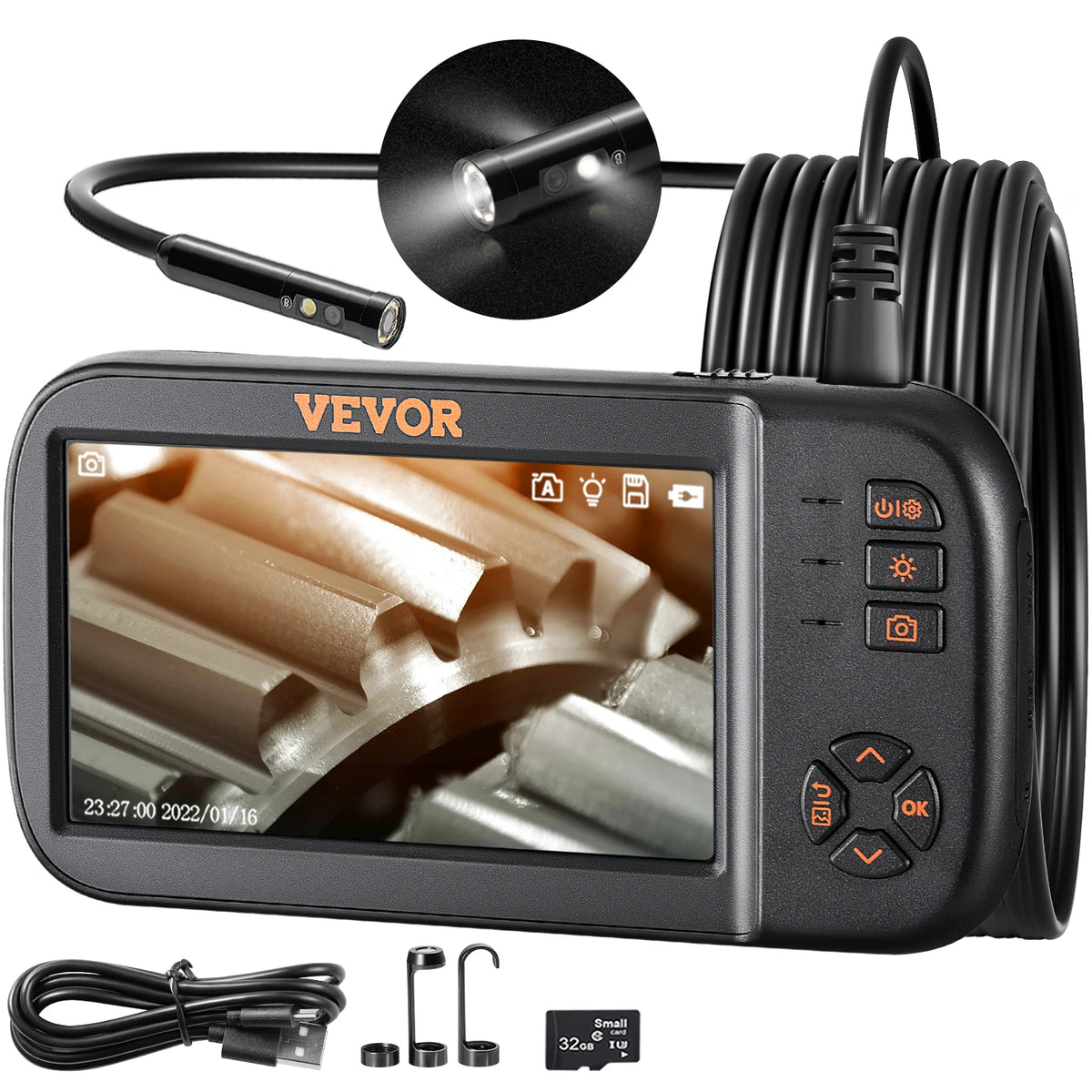 SucceBuy Triple Lens Borescope Camera 1080P 4.5" IPS Screen Endoscope Inspection Camera w/ IP67 Waterproof Industrial Endoscope