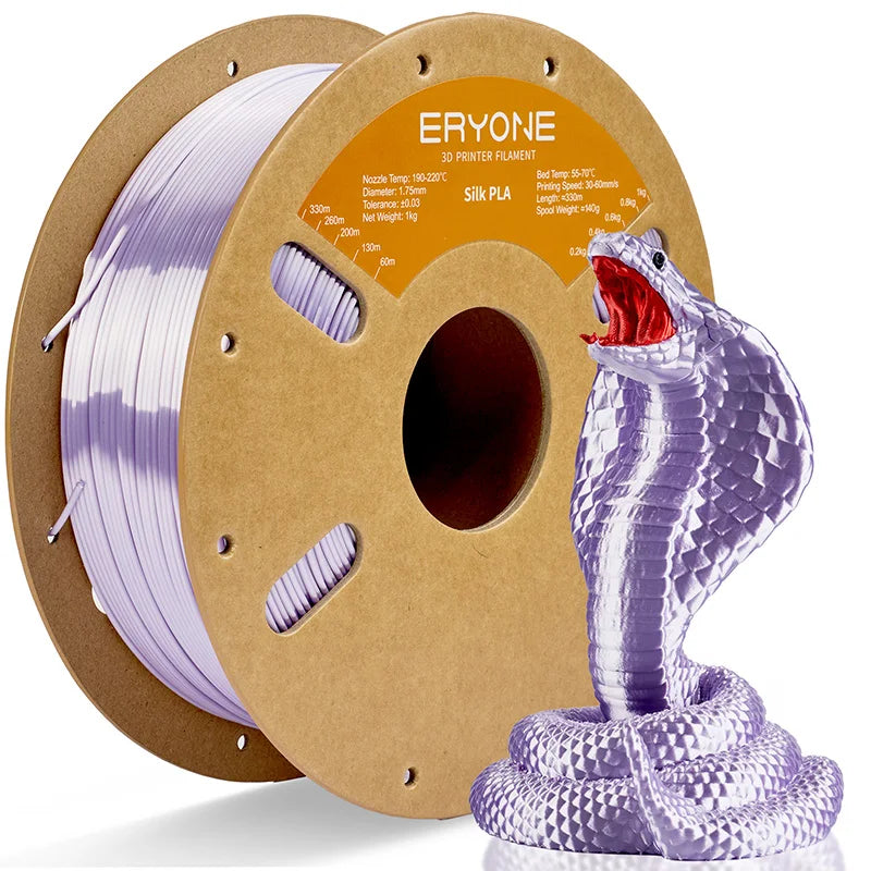 ERYONE 1KG Silk PLA 3D Printer Filament 1.75mm, Premium Silk Shiny Finish Single Color, Glossy Smooth Surface 1kg Spool