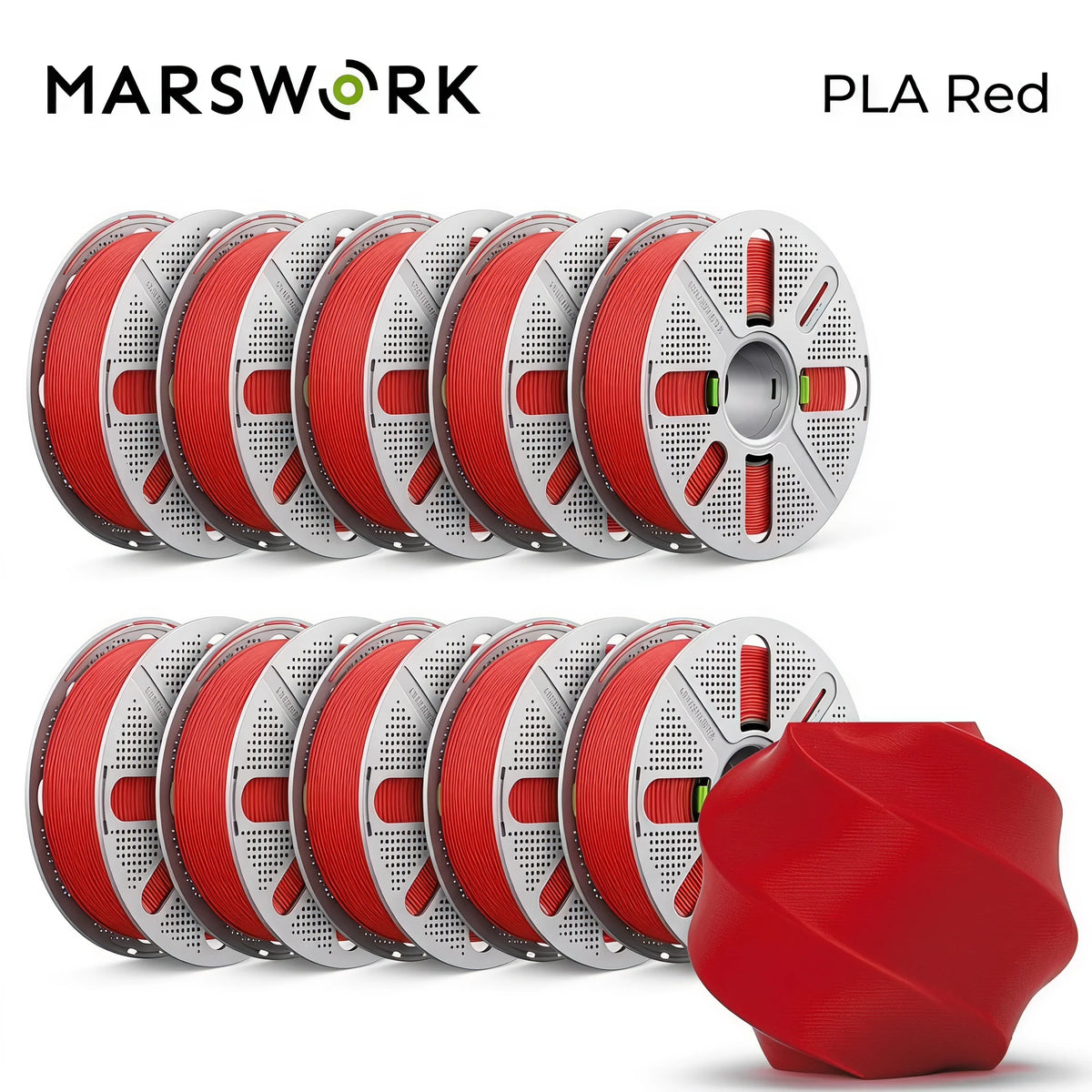 MarsWork Reusable Filament Double-finger pressing design Fit AMS recognition of Bambu Lab Printers PLA Basic 2.0 10kg 1.75mm Filament 1roll/1kg (2.2lbs)