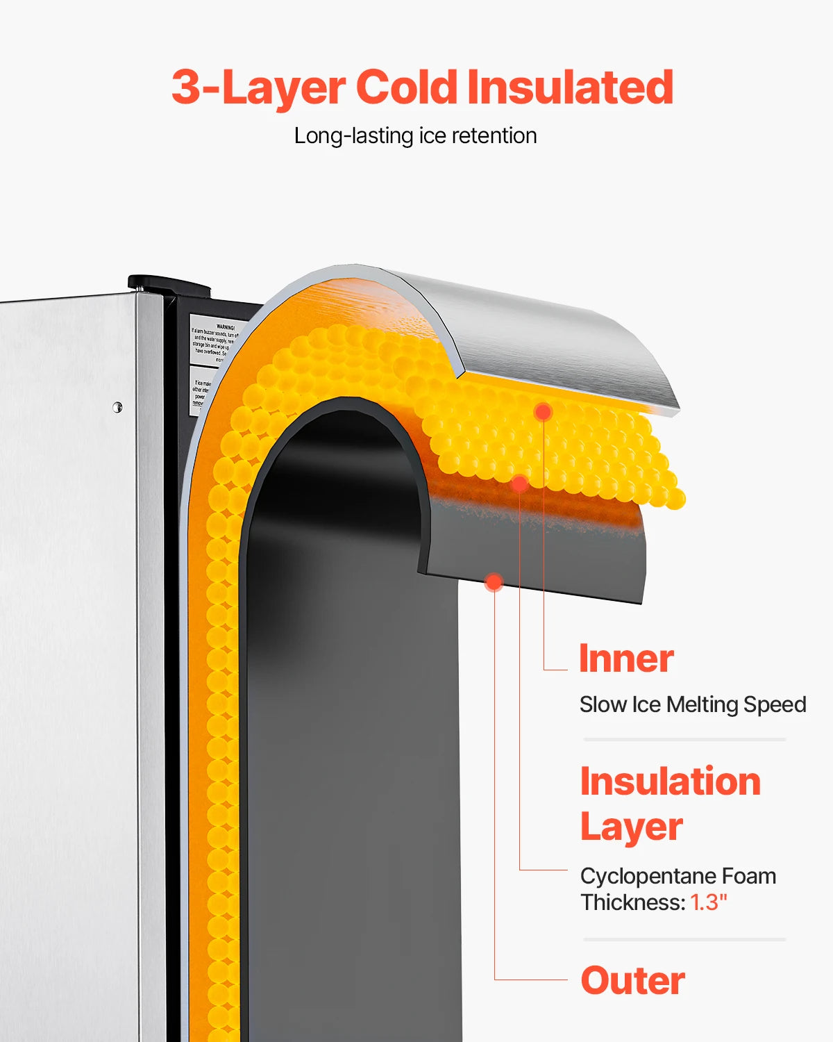 SucceBuy Undercounter Built-in Ice Maker Under Counter Ice Maker Machine w/ Drain Pump Reversible Door Stainless Steel for Home