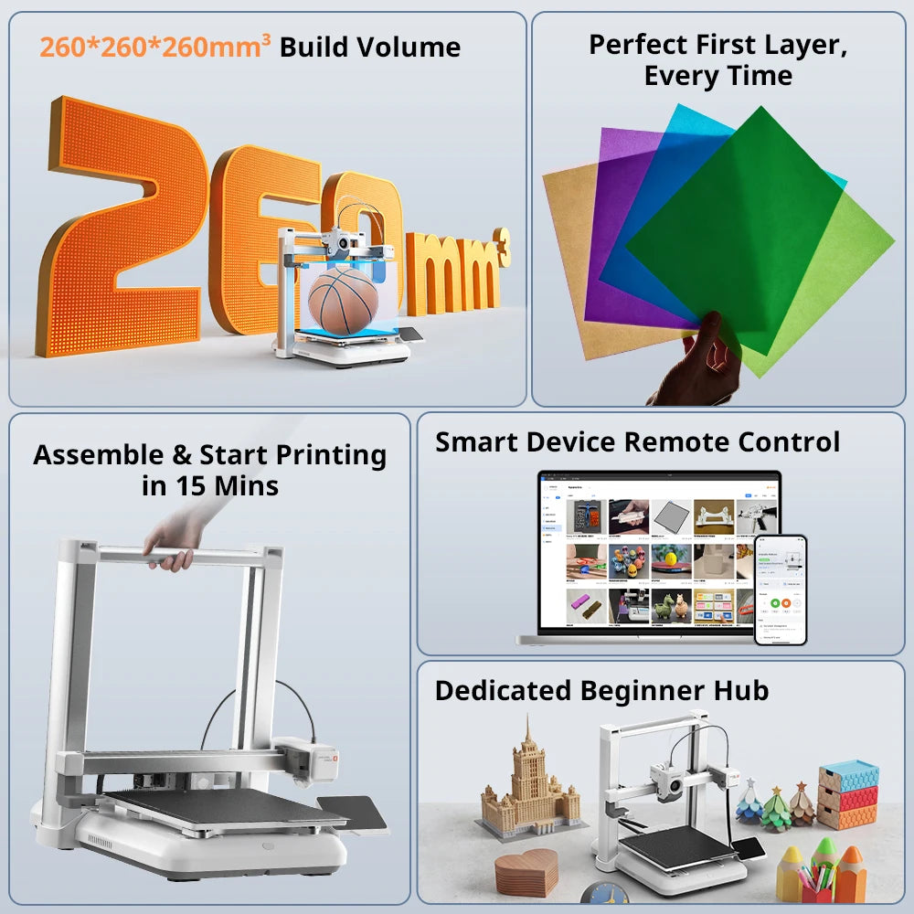 ANYCUBIC Kobra 4/Kobra 4 Combo 600mm/s Fast Printing 3D Printer Up to 8 Colors Filament APP Control 3D Printer