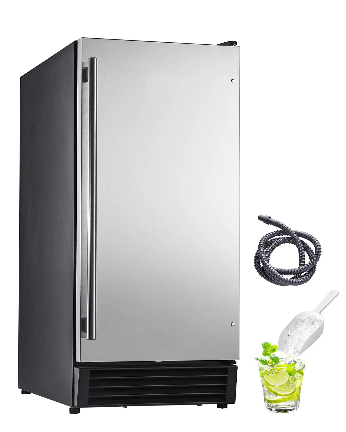 SucceBuy Undercounter Built-in Ice Maker Under Counter Ice Maker Machine w/ Drain Pump Reversible Door Stainless Steel for Home