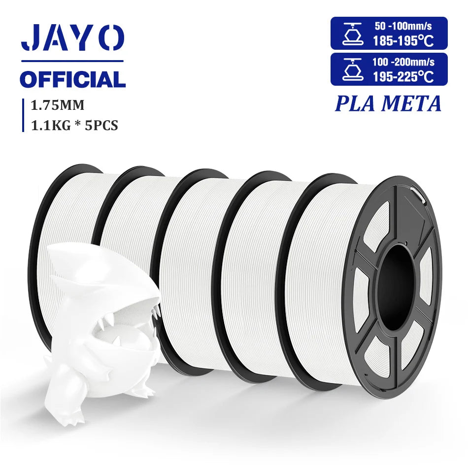 JAYO 5 Rolls 3D Filament PLA/PLA META/PETG/SILK PLA+/Wood/PLA Marblel/ APLA 1.75mm1.1KG 3D Printer Filament for FDM Muticolor