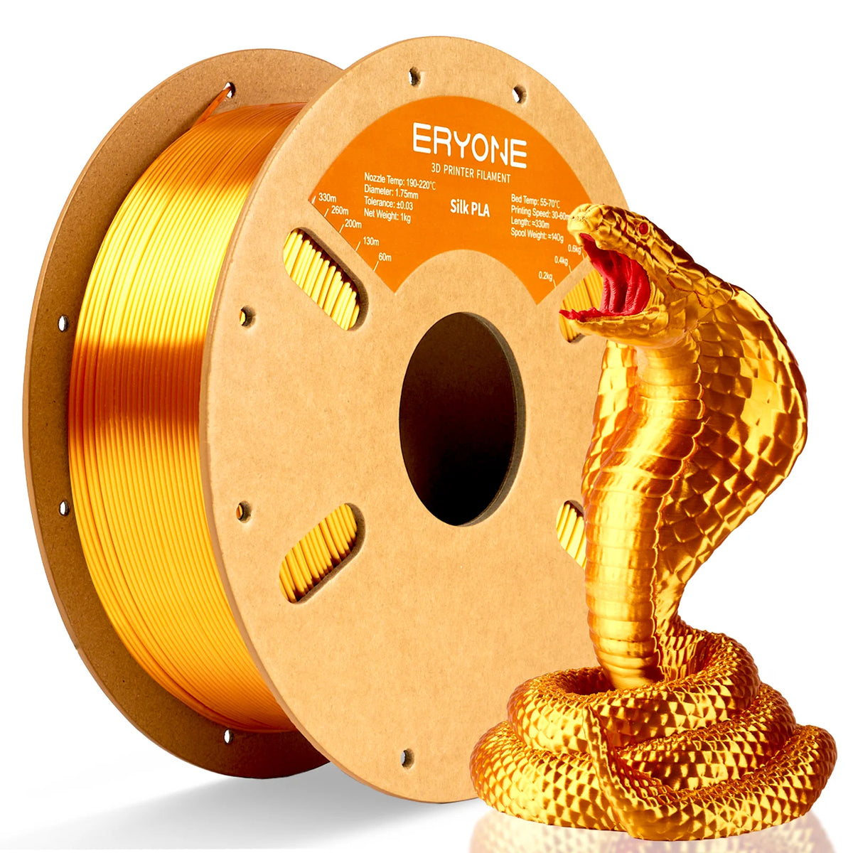 ERYONE 5kg Silk PLA Filament for 3D Printer 1.75mm +/- 0.03mm, Shiny Filament 1kg (2.1lbs)/Spool, Liquid Gold Compatible with Most 3D Printers