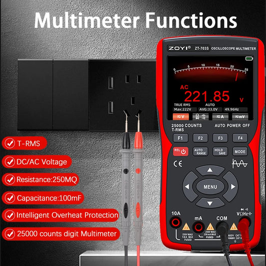 ZOYI Color Screen Handheld Dual-Channel Oscilloscope Multimeter 703s Auto Repair Instrument Multi-Function Measurement 3-in-1