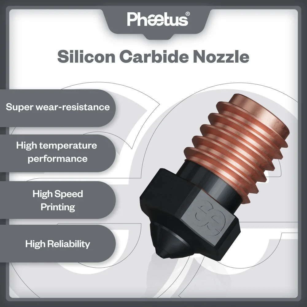 Phaetus Silicon Carbide V6 Nozzle Durable Reduce Stick For 3D Printer Accessories Nozzles M6 Prusa Voron VzBoT Hotend