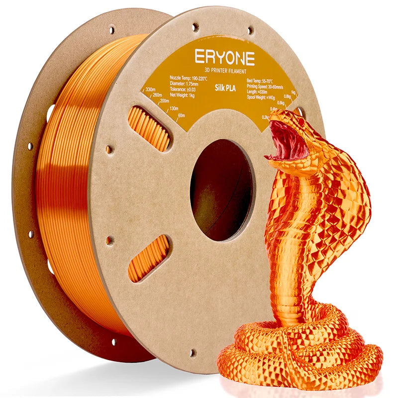 ERYONE 1KG Silk PLA 3D Printer Filament 1.75mm, Premium Silk Shiny Finish Single Color, Glossy Smooth Surface 1kg Spool