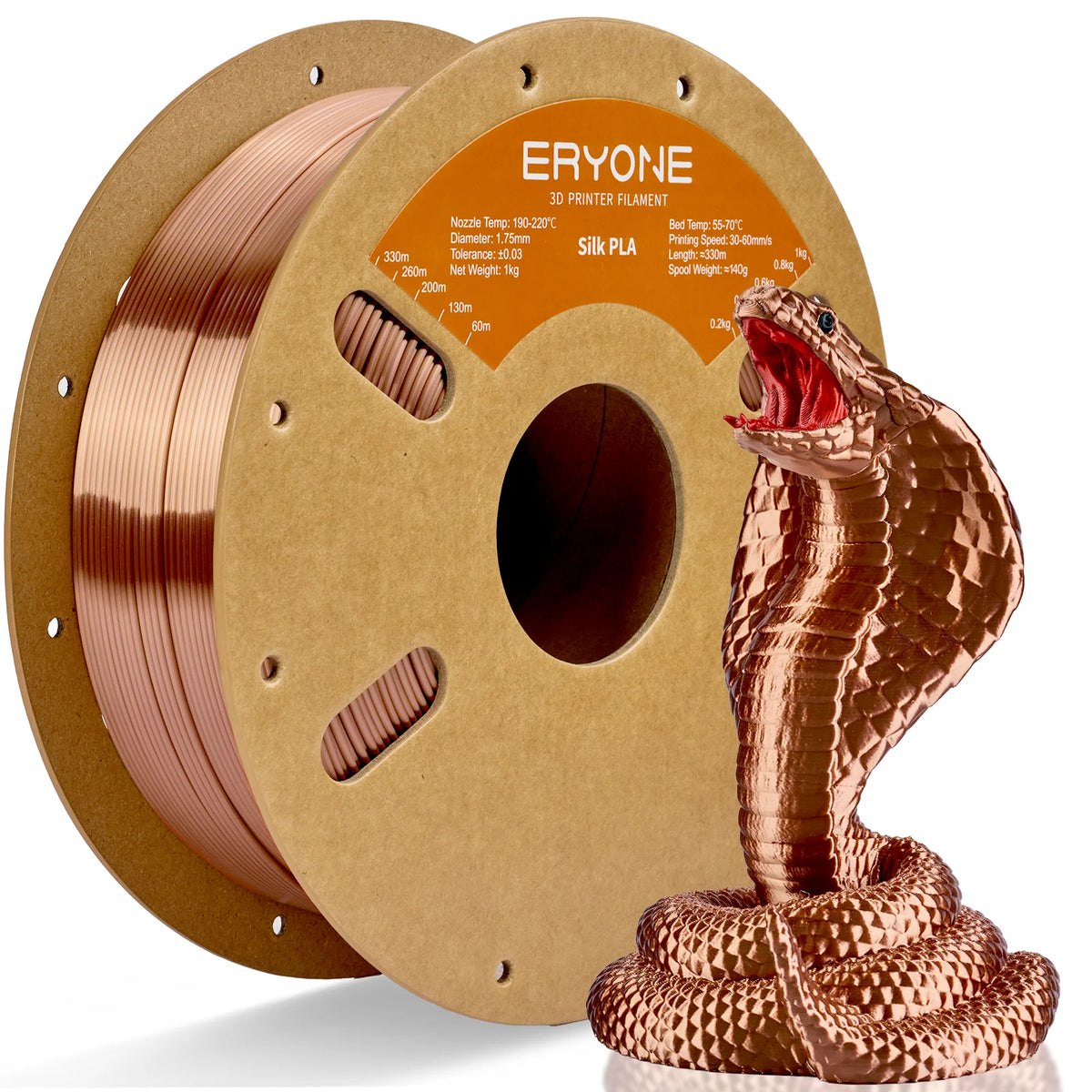 ERYONE 1KG Silk PLA 3D Printer Filament 1.75mm, Premium Silk Shiny Finish Single Color, Glossy Smooth Surface 1kg Spool