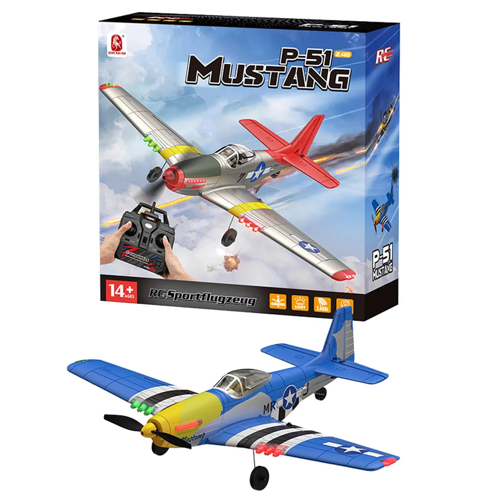 BM26 4CH RC Plane P51 Mustang Fighter 2.4G Electric Remote Control Glider Brushless Fixed-wing Aircraft EPP Foam Material Toy Birthday Gift