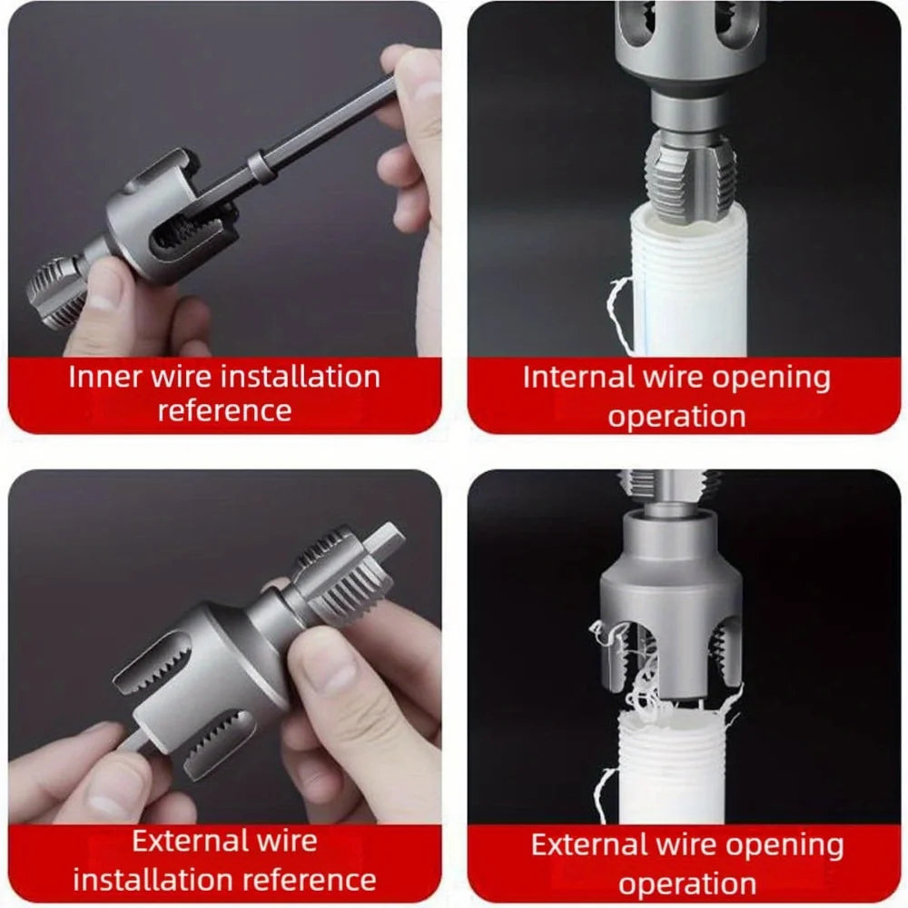 DN15/20/25 Pipe Threading Tool Hex Shank Die Internal External Threads 1/2&3/4&1 INCH Water Pipes PPR PVC MPP Detachable