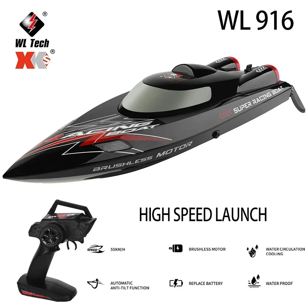 WLtoys WL916 WL912-A RC Boat 2.4Ghz 55KM/H Brushless High Speed Racing Ship Remote Control Speedboat Toys For Adults