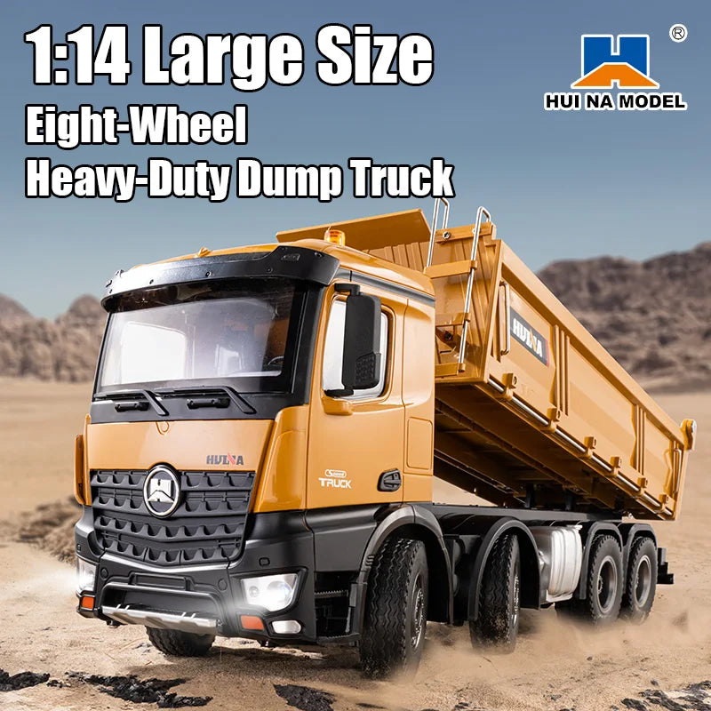 HUINA 1536 1536PRO 1:14 Large Dump Truck Alloy Remote Control Engineering Eight Wheel Heavy-Duty Dump Truck Cargo Model for Boys