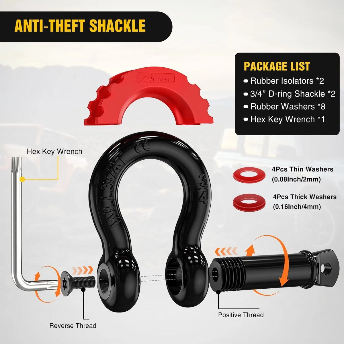 Nilight Offroad Recovery Kit 3"x8' Tow Strap Heavy Duty Winch Snatch Block D-Ring Shackles Storage Bag Truck SUV Recovery Gear