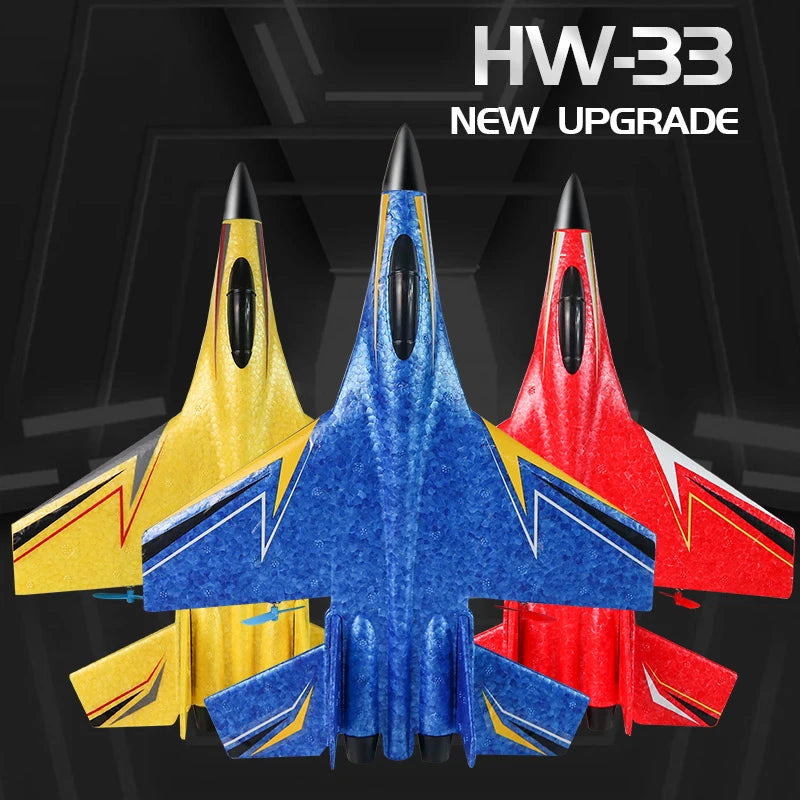 HW33 RC Fighter Jet Toy - Fixed-Wing Remote Control Plane with 6-Axis Gyroscope, Lightweight Foam Structure, Compact Precision E