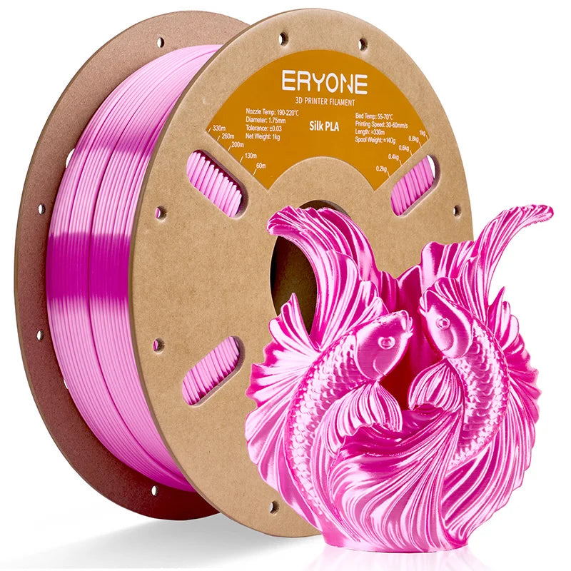 ERYONE 1KG Silk PLA 3D Printer Filament 1.75mm, Premium Silk Shiny Finish Single Color, Glossy Smooth Surface 1kg Spool