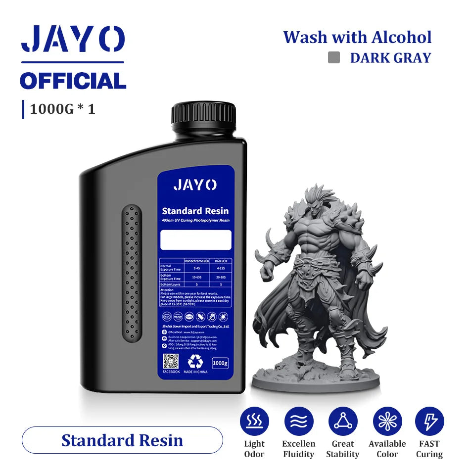 JAYO 3D Printer Resin Fast Curing Standard/ Standard Plus/ 14K Standard/ ABS Like 3D Resin For LCD SLA DLP 3D Printers