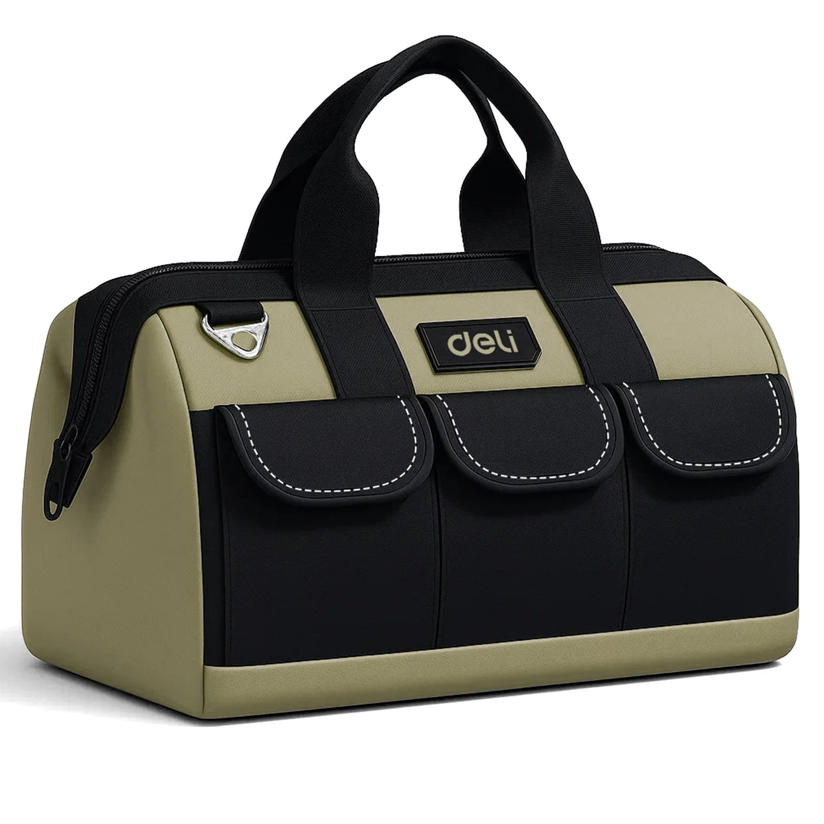 Deli 13 Inch Tool Bag Oxford Cloth Waterproof Double Sided Pockets with Shoulder Strap for Mechanics HVAC Engineers