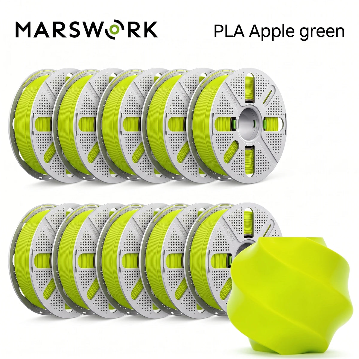 MarsWork Reusable Filament Double-finger pressing design Fit AMS recognition of Bambu Lab Printers PLA Basic 2.0 10kg 1.75mm Filament 1roll/1kg (2.2lbs)