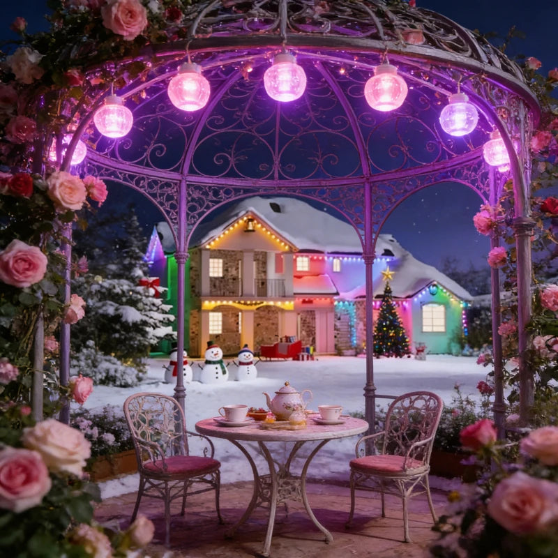 RGB Waterproof Permanent Outdoor LED String Lights Eaves Mounted Decor Lights for Festival Wedding Birthday Party Decoration
