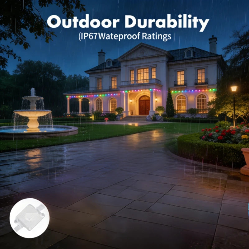 RGB Waterproof Permanent Outdoor LED String Lights Eaves Mounted Decor Lights for Festival Wedding Birthday Party Decoration