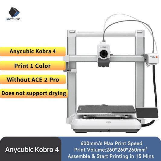 ANYCUBIC Kobra 4/Kobra 4 Combo 600mm/s Fast Printing 3D Printer Up to 8 Colors Filament APP Control 3D Printer