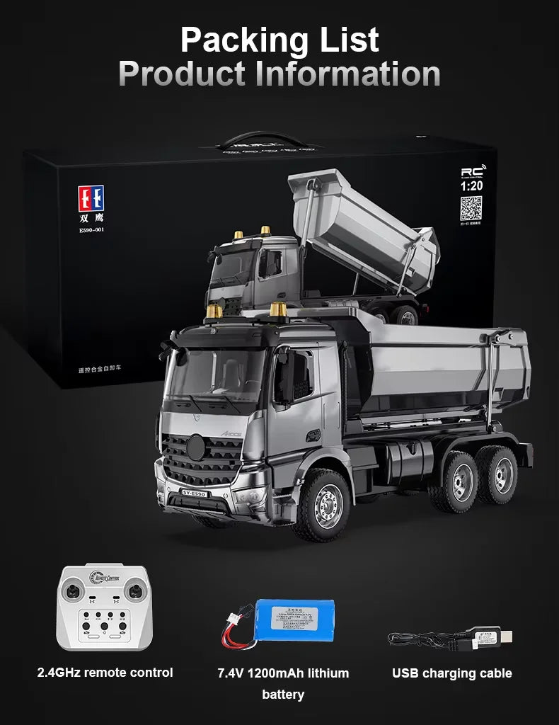 Double E E598  EC160E 1:16 E593 17CH RC Excavator Car Model 3 IN 1 Dual-mode crawler  remote control Truck Digger Toys boys