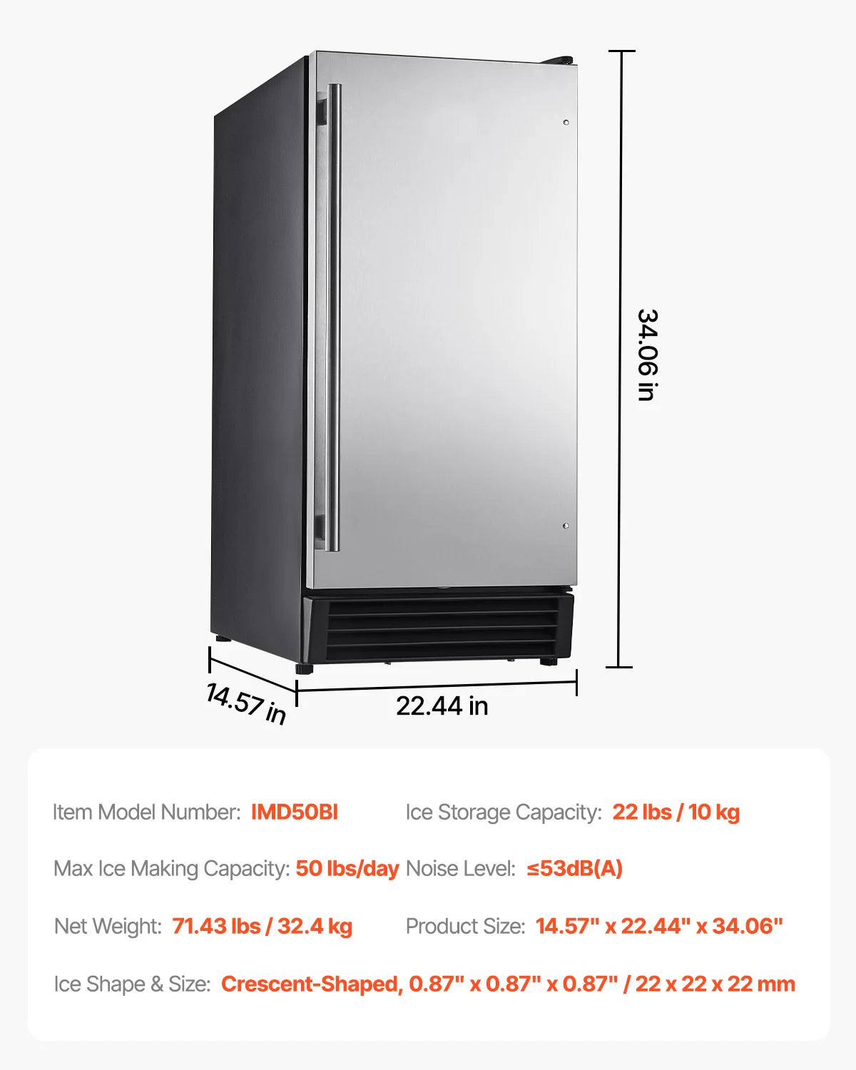 SucceBuy Undercounter Built-in Ice Maker Under Counter Ice Maker Machine w/ Drain Pump Reversible Door Stainless Steel for Home