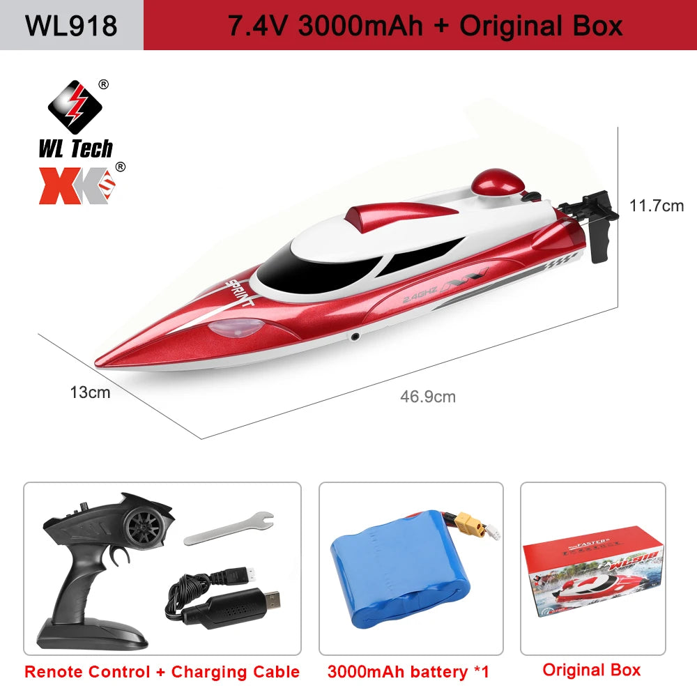 WLtoys WL916 WL912-A RC Boat 2.4Ghz 55KM/H Brushless High Speed Racing Ship Remote Control Speedboat Toys For Adults