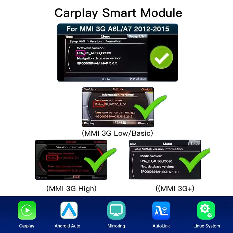 for Audi A6 A7 C7 MMI 3G HN+R 2011-2015 Car Radio GPS Navi Wireless CarPlay Android Auto Multimedia Player
