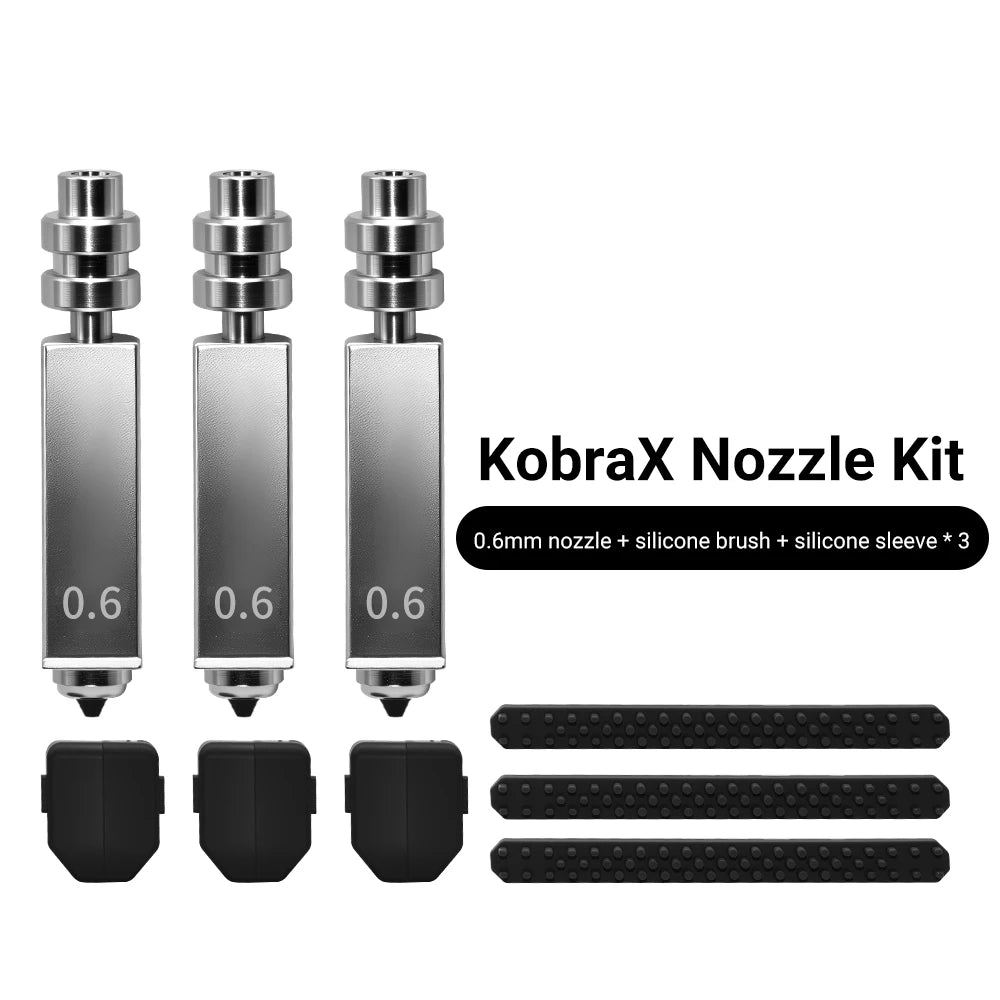 Anycubic Kobra X/Kobra 4 Bimetal Hotend Nozzle Kit 0.2 0.4 0.6 0.8mm Heating Assembly with Silicone Wiper 3D Printer Accessories