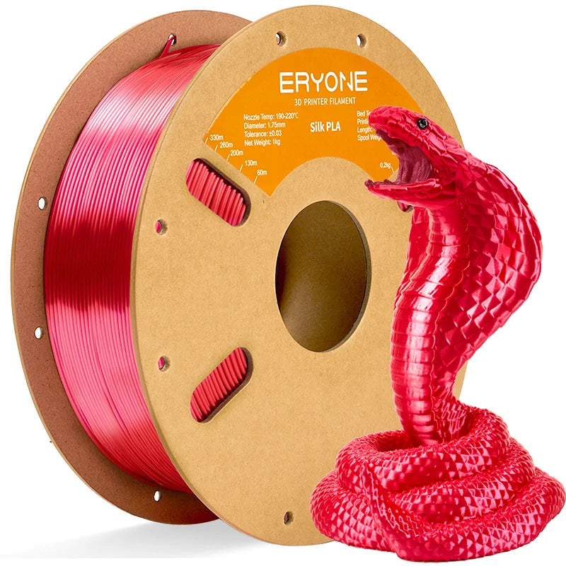 ERYONE 1KG Silk PLA 3D Printer Filament 1.75mm, Premium Silk Shiny Finish Single Color, Glossy Smooth Surface 1kg Spool
