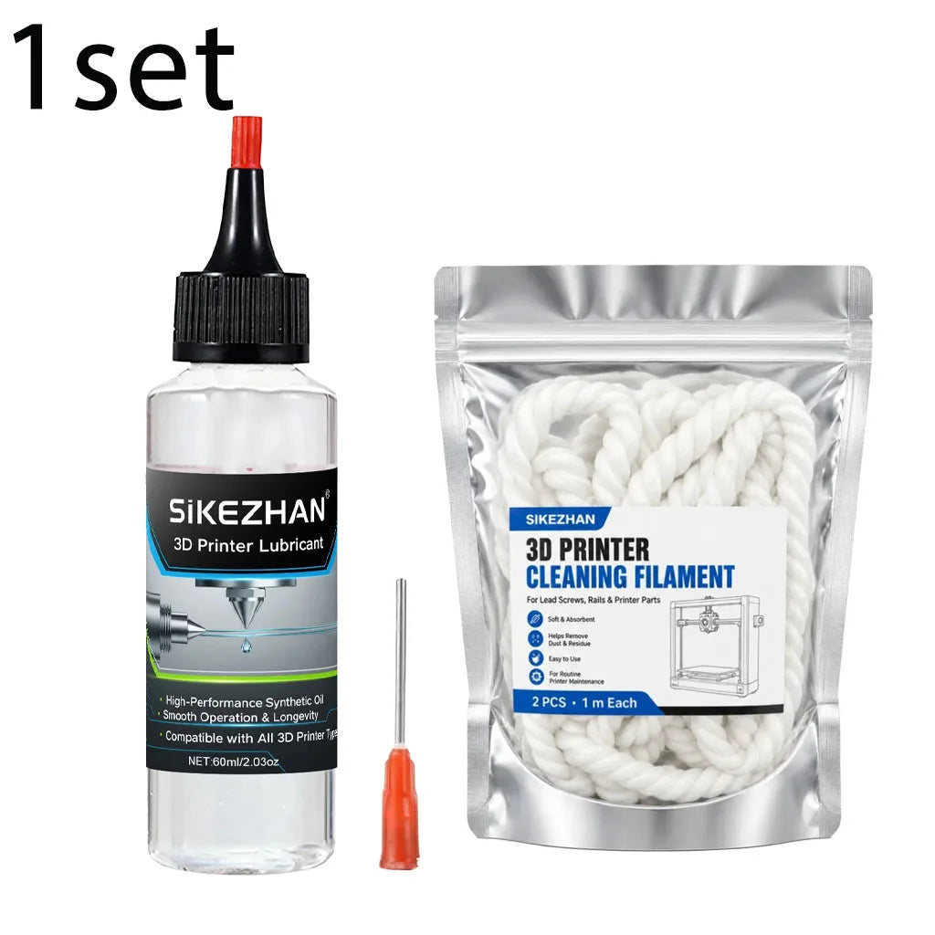 3D Printer Maintenance Kit,Lubricant Oil + Braided Cleaning Rope, Smooth Lubrication & Residue Removal for Rails Screws Nozzles