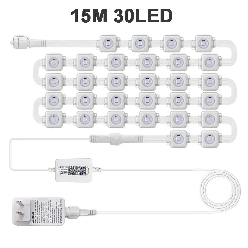 RGB Waterproof Permanent Outdoor LED String Lights Eaves Mounted Decor Lights for Festival Wedding Birthday Party Decoration
