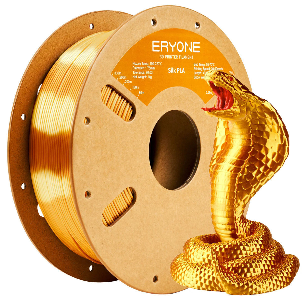 ERYONE 1KG Silk PLA 3D Printer Filament 1.75mm, Premium Silk Shiny Finish Single Color, Glossy Smooth Surface 1kg Spool