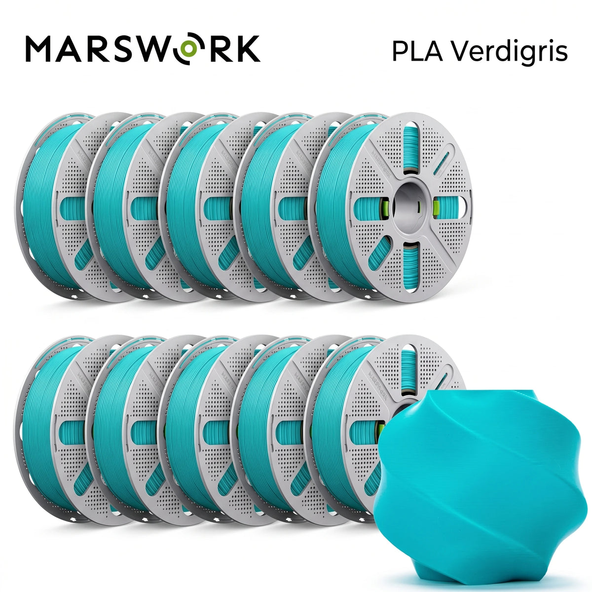 MarsWork Reusable Filament Double-finger pressing design Fit AMS recognition of Bambu Lab Printers PLA Basic 2.0 10kg 1.75mm Filament 1roll/1kg (2.2lbs)
