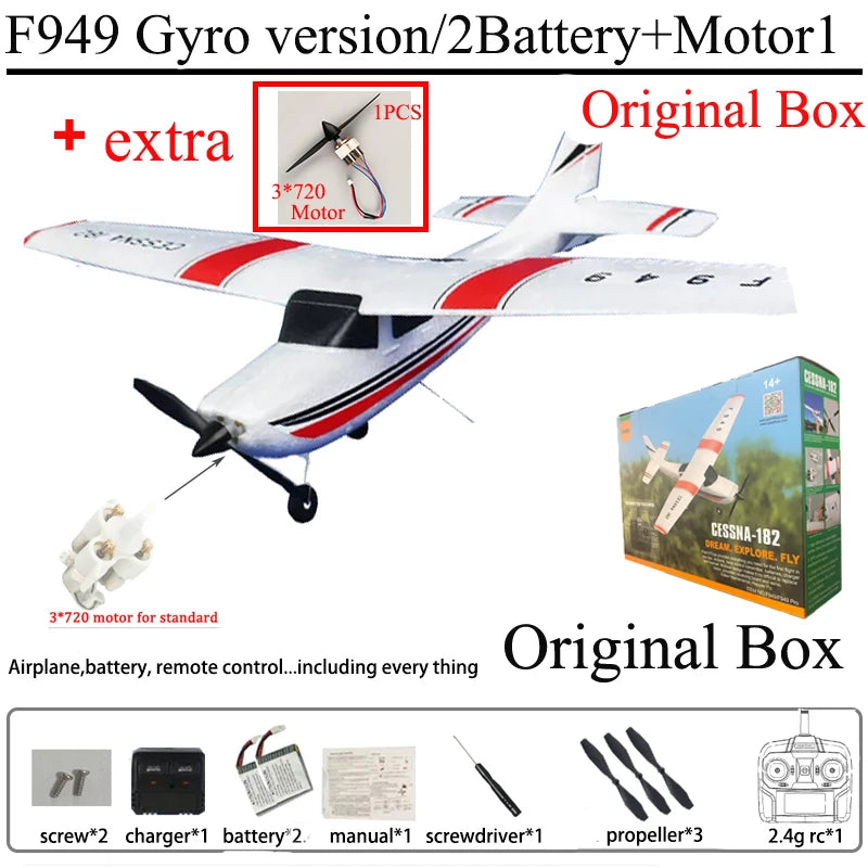 WLtoys F949 2.4G 3D6G 3Ch RC Airplane Fixed Wing Plane Outdoor Toys Drone RTF Upgrade Version Digital Servo F949S With Gyroscope