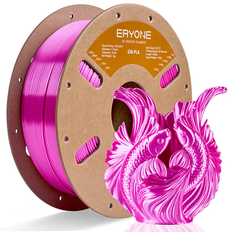 ERYONE 1KG Silk PLA 3D Printer Filament 1.75mm, Premium Silk Shiny Finish Single Color, Glossy Smooth Surface 1kg Spool