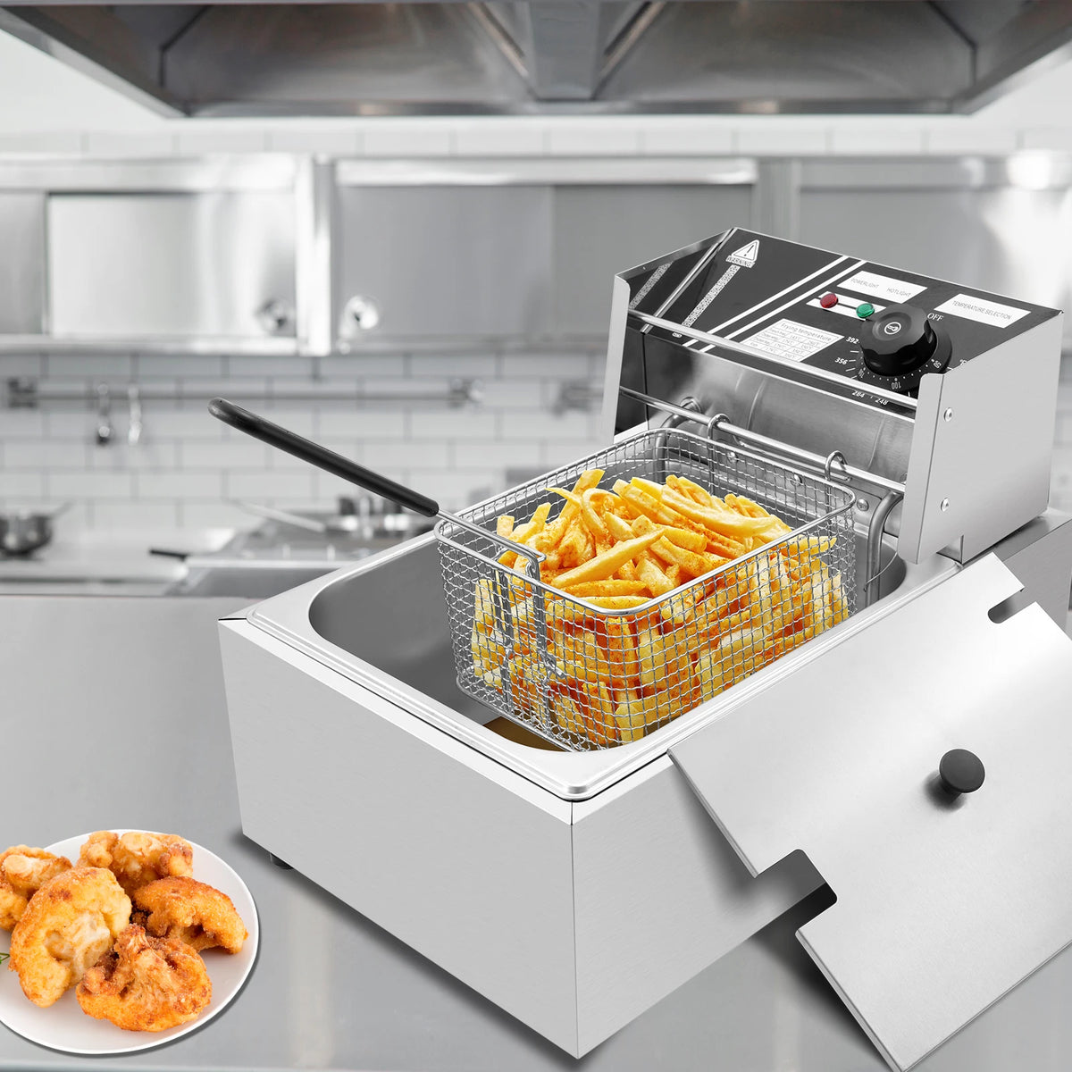 BHB Electric Deep Fryer with Basket for Home Use, Countertop Commercial Deep Fryer 1700w Powerful Performance Stainless Steel Oil Fryer, Temperature Control