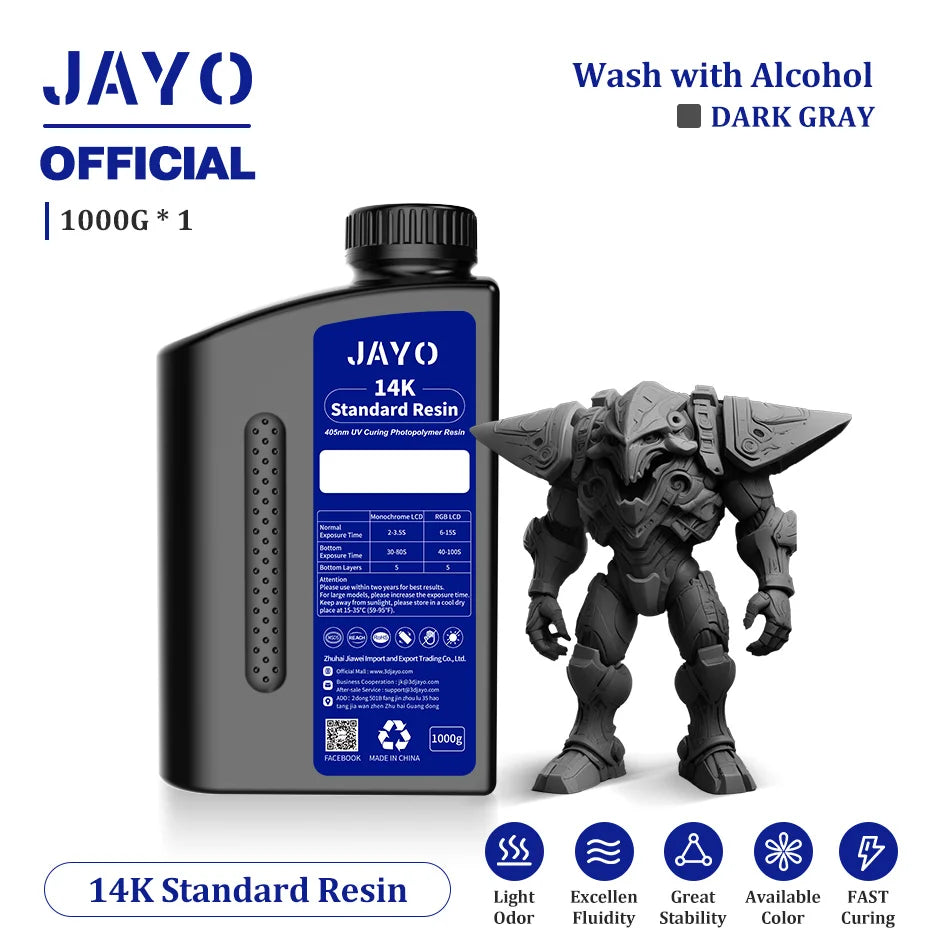 JAYO 3D Printer Resin Fast Curing Standard/ Standard Plus/ 14K Standard/ ABS Like 3D Resin For LCD SLA DLP 3D Printers