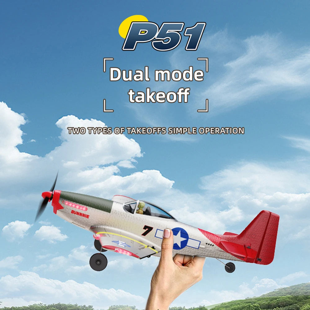BM26 4CH RC Plane P51 Mustang Fighter 2.4G Electric Remote Control Glider Brushless Fixed-wing Aircraft EPP Foam Material Toy Birthday Gift