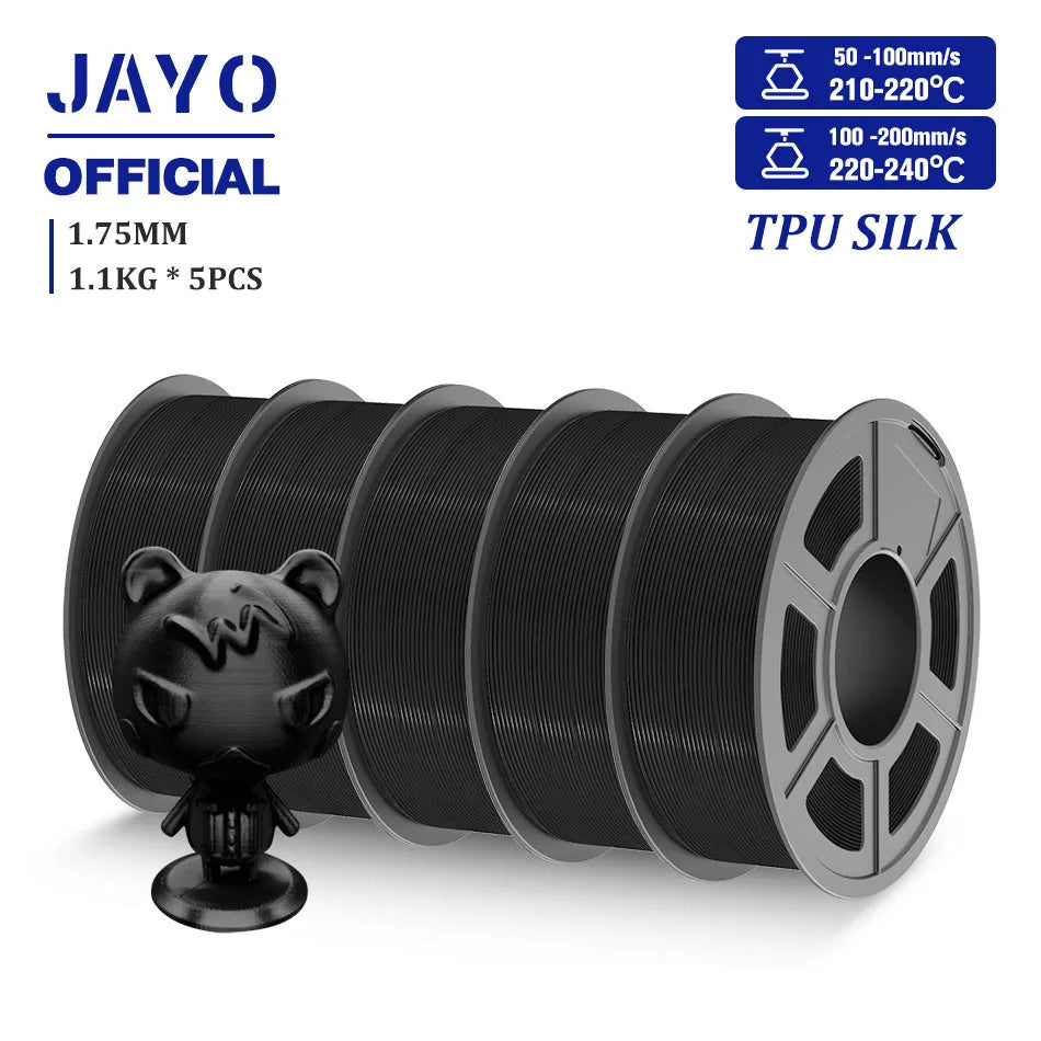 JAYO 5 Rolls 3D Filament PLA/PLA META/PETG/SILK PLA+/Wood/PLA Marblel/ APLA 1.75mm1.1KG 3D Printer Filament for FDM Muticolor