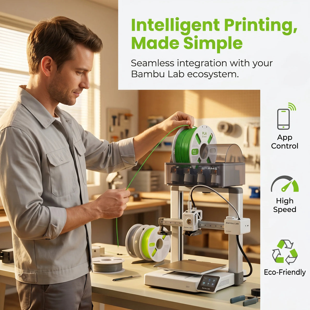 MarsWork Reusable Filament Double-finger pressing design Fit AMS recognition of Bambu Lab Printers PLA Basic 2.0 10kg 1.75mm Filament 1roll/1kg (2.2lbs)