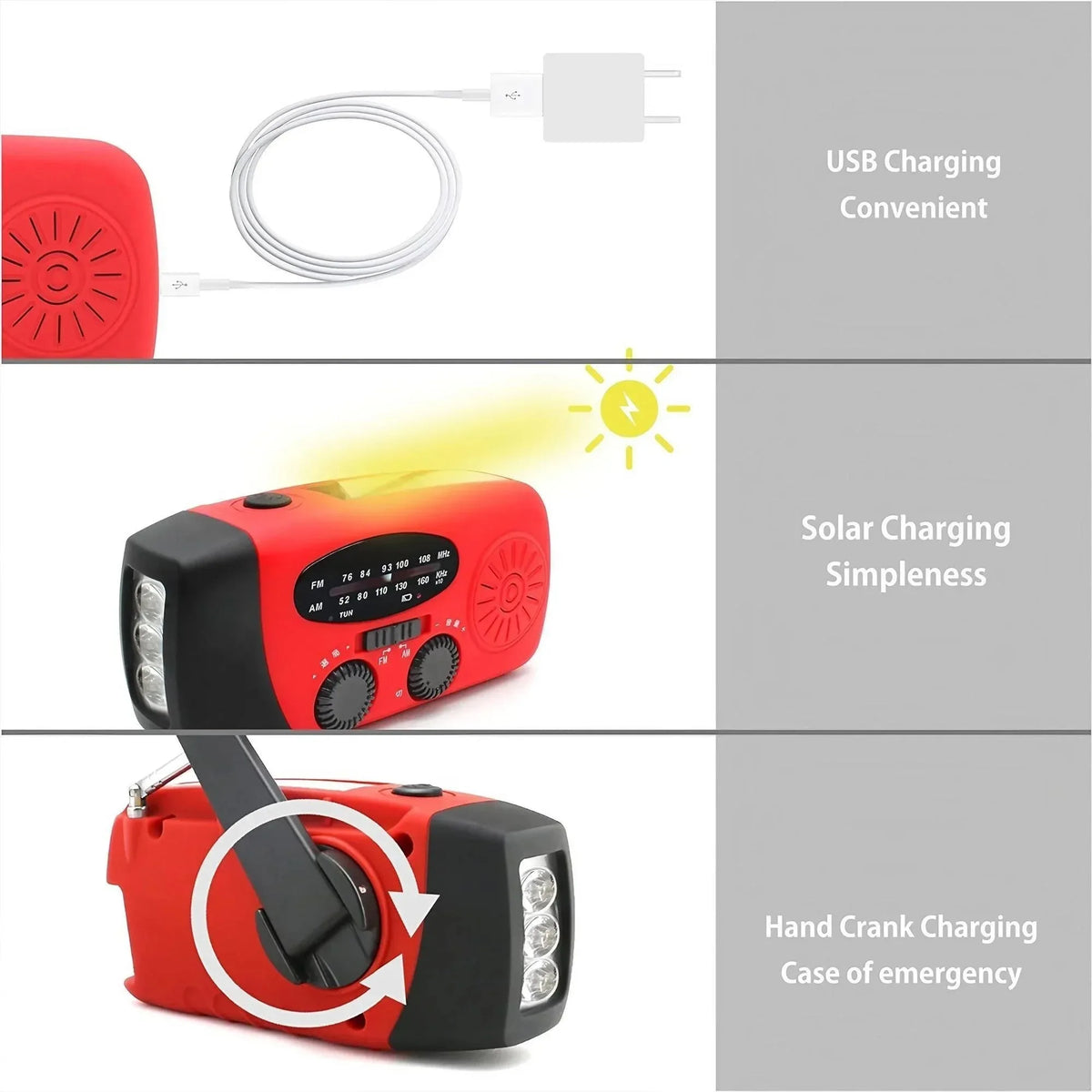 Portable Solar Hand Crank Radio with 2000mAh Power Bank Emergency Weather Radio AM FM NOAA Weather Alert LED Flashlight Survival Gear for Home Blackout Severe Weather Camping Hurricane Preparedness Emergency Kit for Home Offi