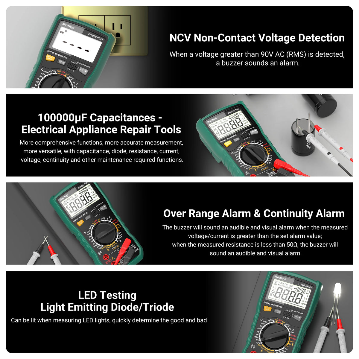 MASTFUYI 2000V 20A Extra-Large Range Digital Multimeter Photovoltaic Multimeter True RMS Multifunctional All-in-One Machine