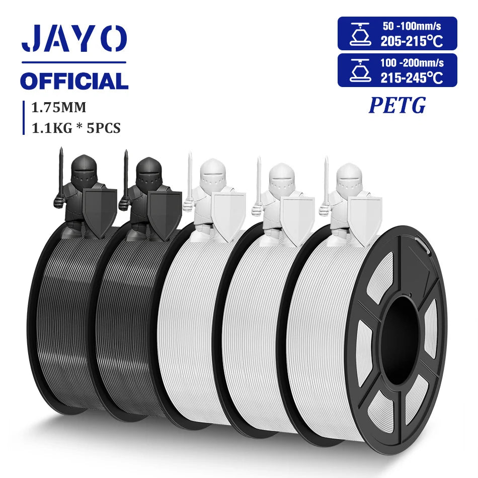 JAYO 5 Rolls 3D Filament PLA/PLA META/PETG/SILK PLA+/Wood/PLA Marblel/ APLA 1.75mm1.1KG 3D Printer Filament for FDM Muticolor
