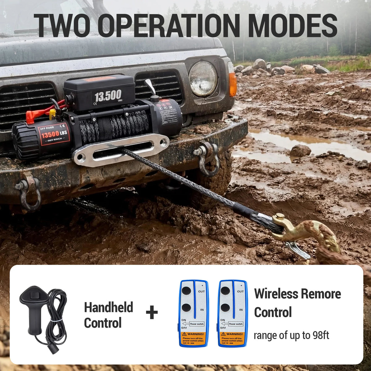 SIHAO Vevor 13500lbs ATV/UTV Electric Winch 12V with 27M/92FT IP67 Waterproof Lifting Hoist for 4X4 Car Trailer ATV Truck Remote Control for Towing Off-Road SUV 8