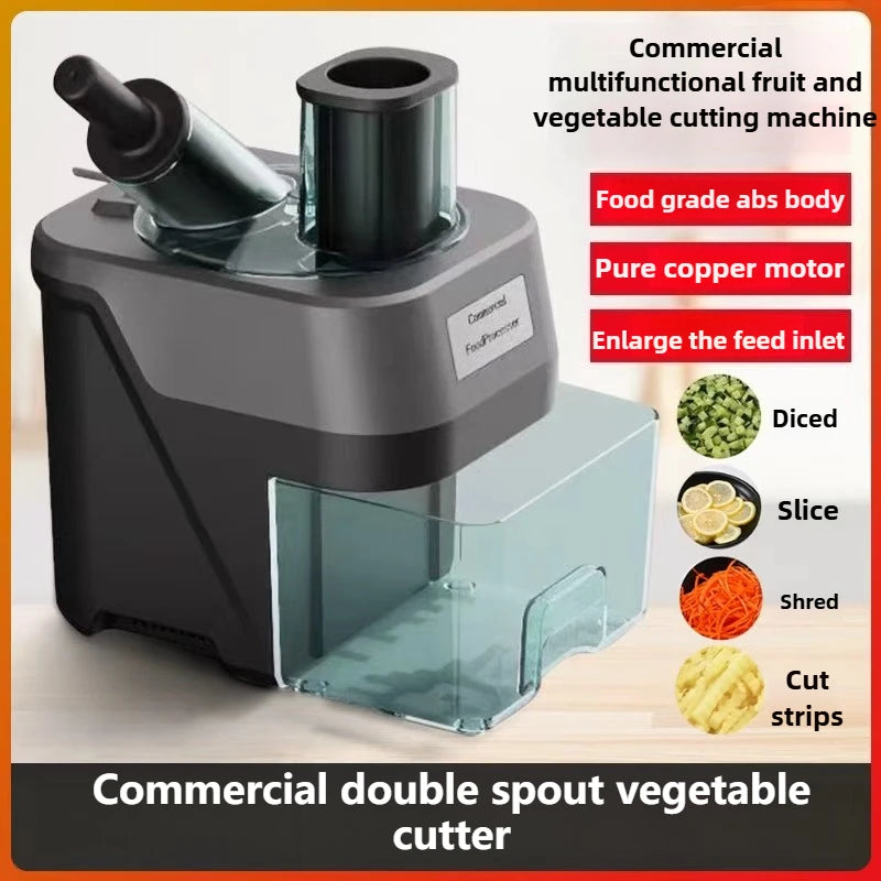 New Commercial Double Spout Vegetable Cutter 4 in 1 Multifunctional Dicing Shredding Slicing Cutting Strips Vegetables