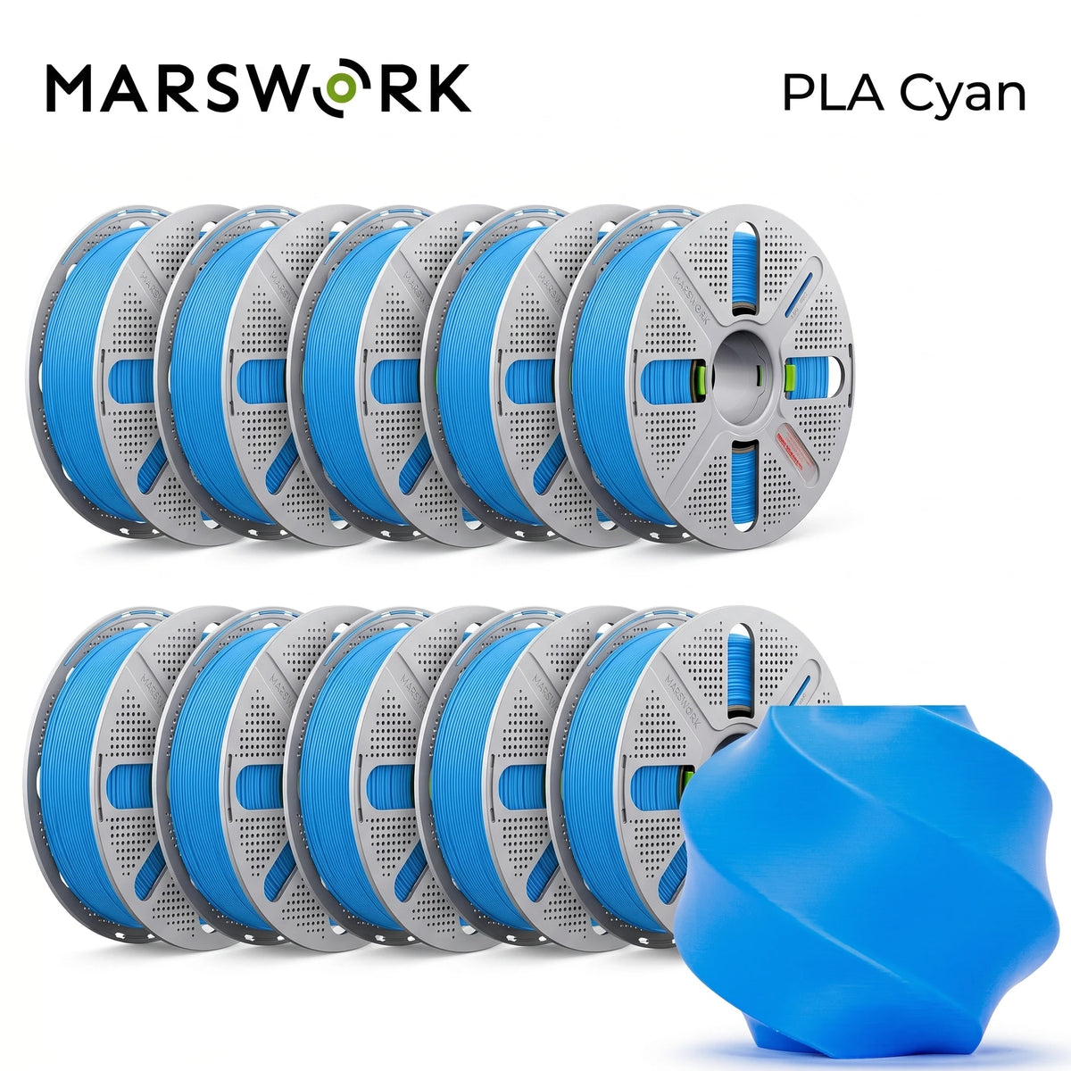MarsWork Reusable Filament Double-finger pressing design Fit AMS recognition of Bambu Lab Printers PLA Basic 2.0 10kg 1.75mm Filament 1roll/1kg (2.2lbs)